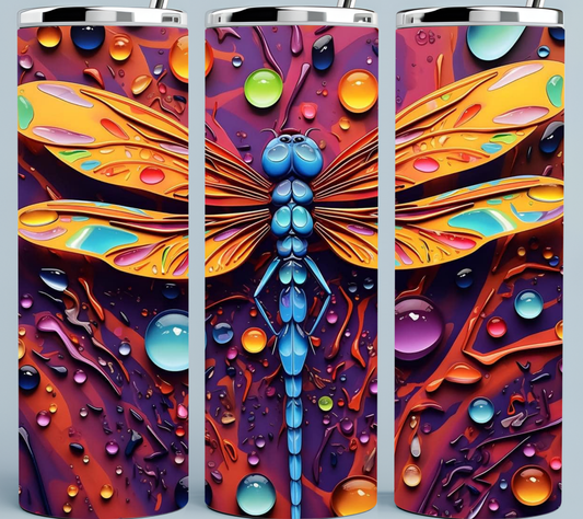 Dragonfly Tumbler with raindrops