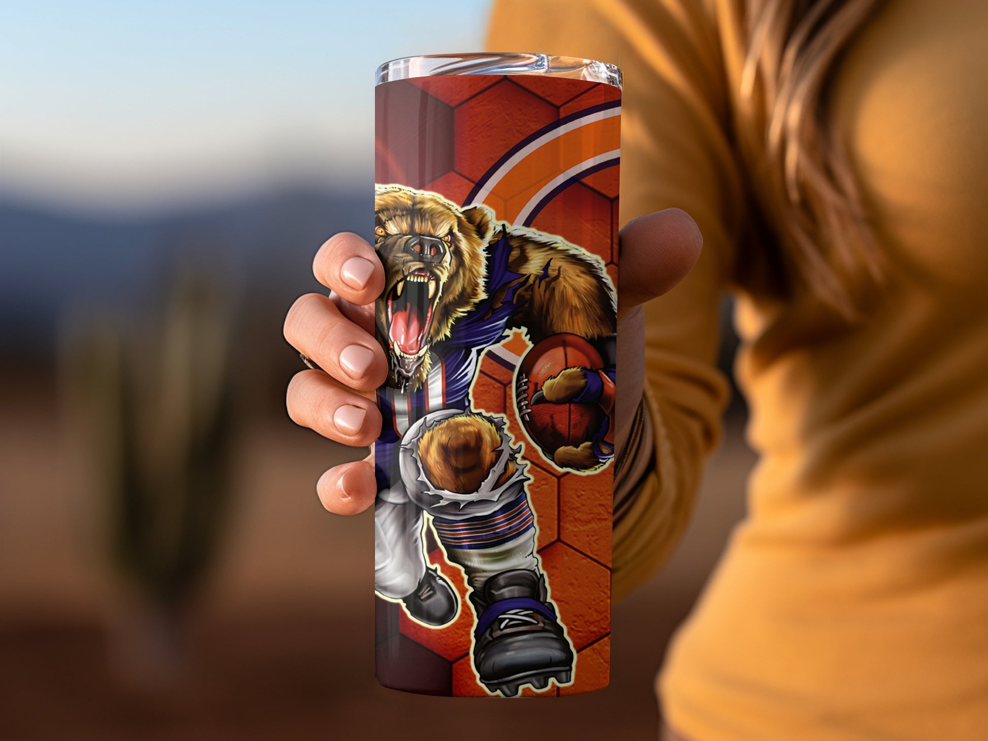 Fierce Basketball Bear Printed Tumbler for Sports Fans