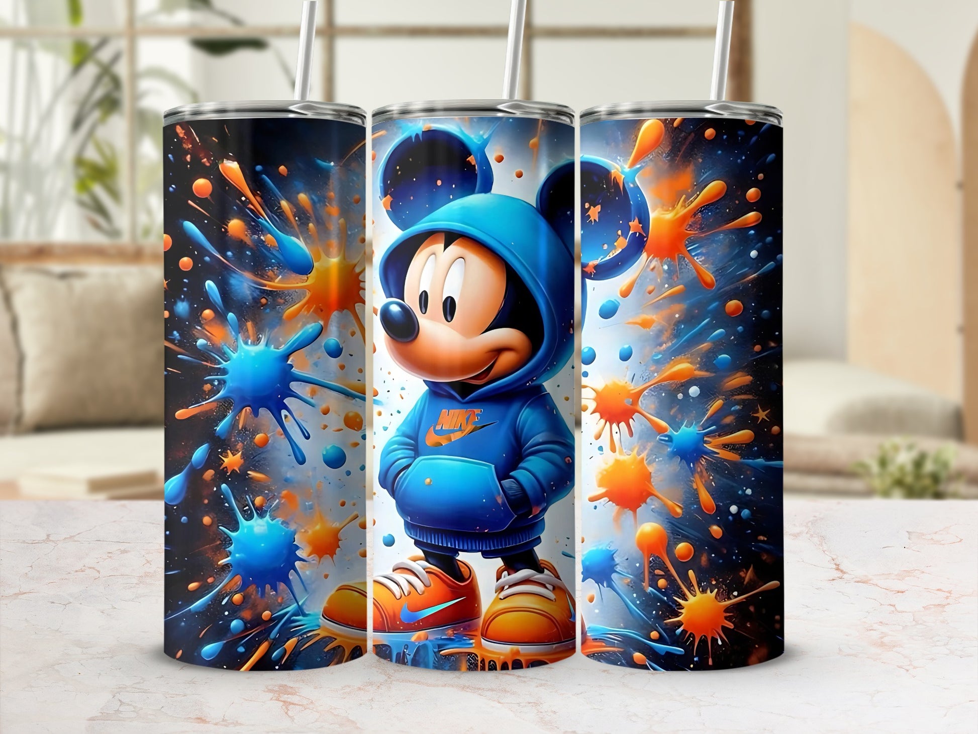Vibrant Splash Mickey Mouse Hoodie Design Tumbler