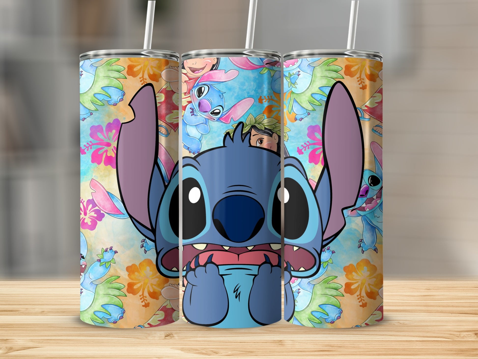 Colorful Floral Character Design Stainless Steel Tumbler