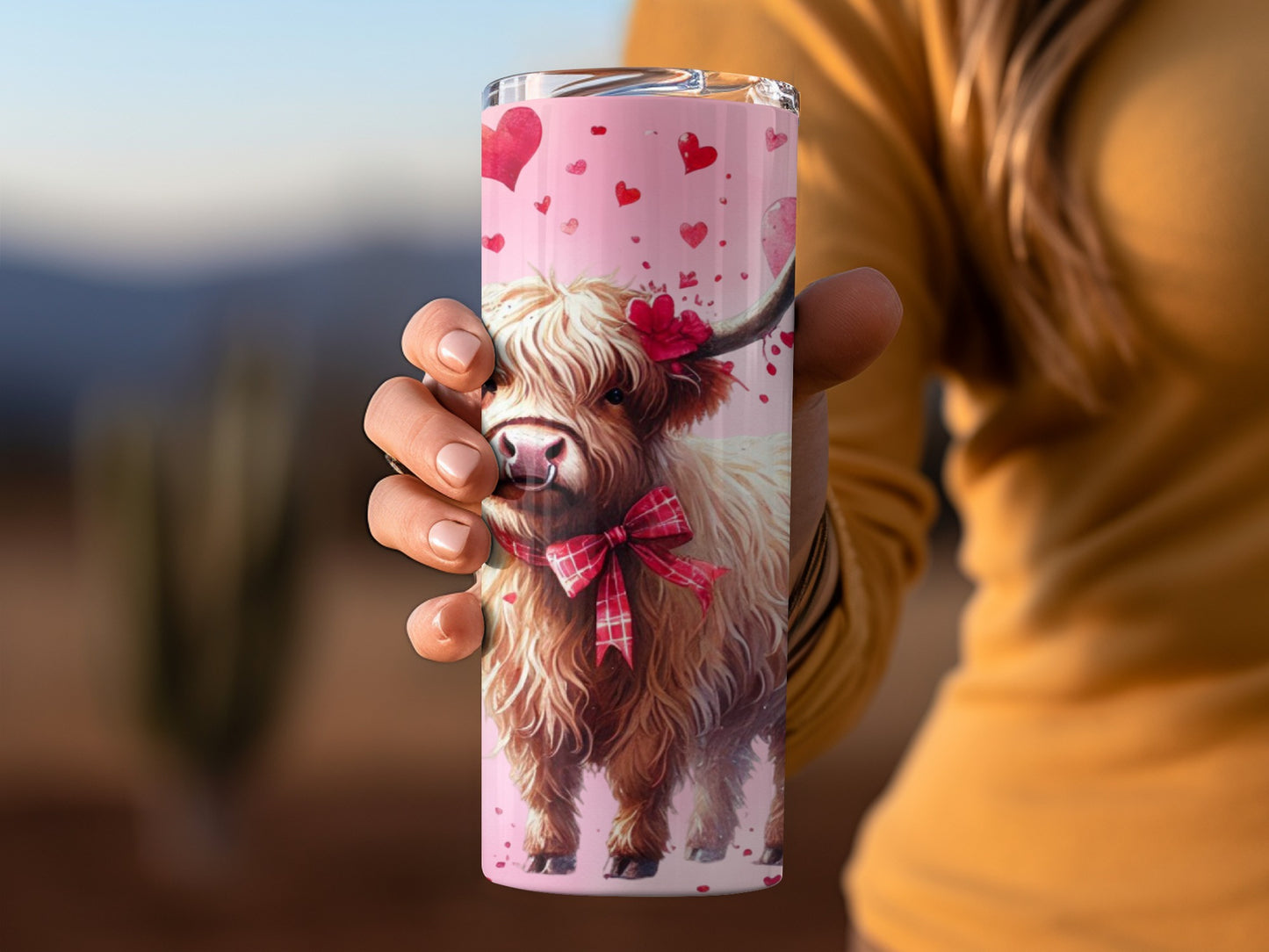 Cute Highland Cow Valentines Travel Mug