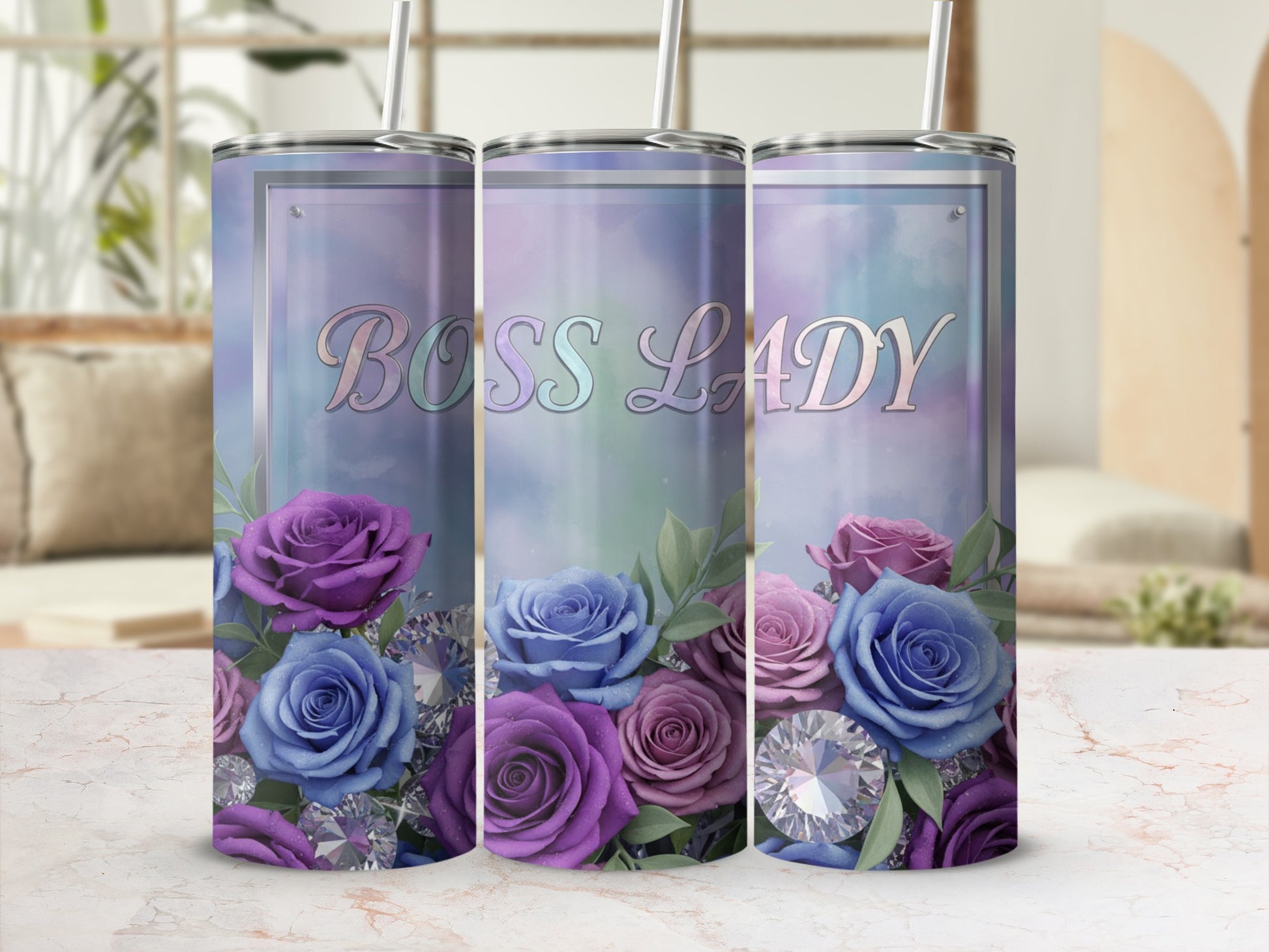 Boss Lady Floral Design Insulated Tumbler