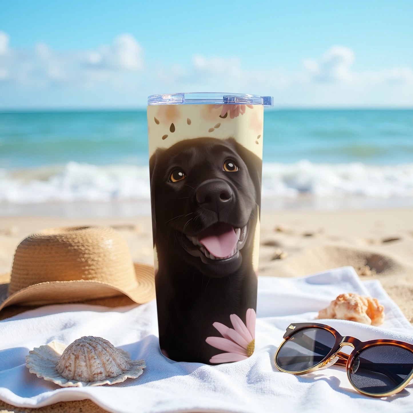 Happy Black Lab Puppy Sunny Beach Vacation Tumbler product type
labrador
black labrador
puppy
dog
happy dog
beach
summer
vacation
ocean
sunny
animal print
pet lover
dog owner gift
tumbler
drinkware
travel mug
dog art
pet portrait
cute dog
retriever