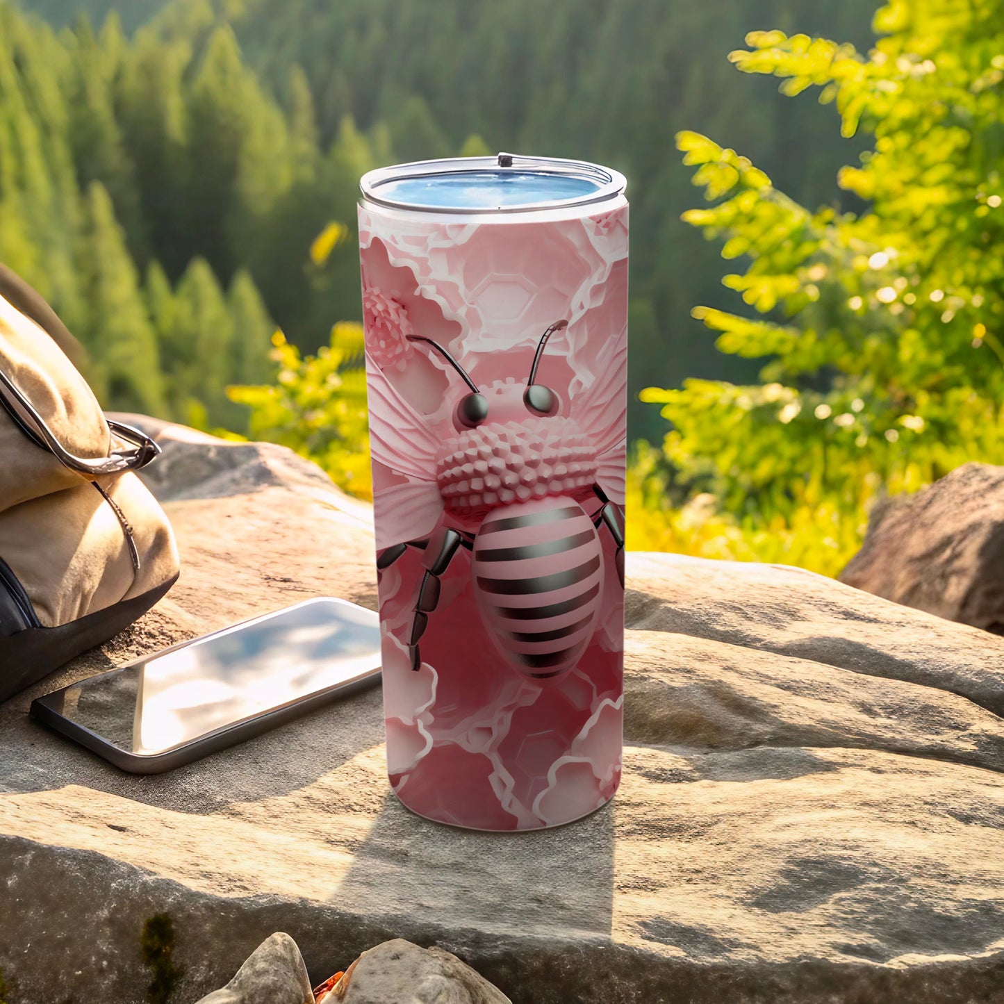 Pink Bee Honeycomb Geometric Cylinder Tumbler product type
Tumbler, Pink Bee, Honeycomb, Geometric Design, Abstract Pattern, Outdoor Tumbler, Adventure Drinkware, Travel Mug, Insulated Cup, Nature Theme, Bee Lover Gift, Unique Tumbler, Cute Bee, Pink Aesthetic, Drinkware, Beverage Holder, Cylindrical, Art Print, Bee Pattern, Outdoors Lifestyle