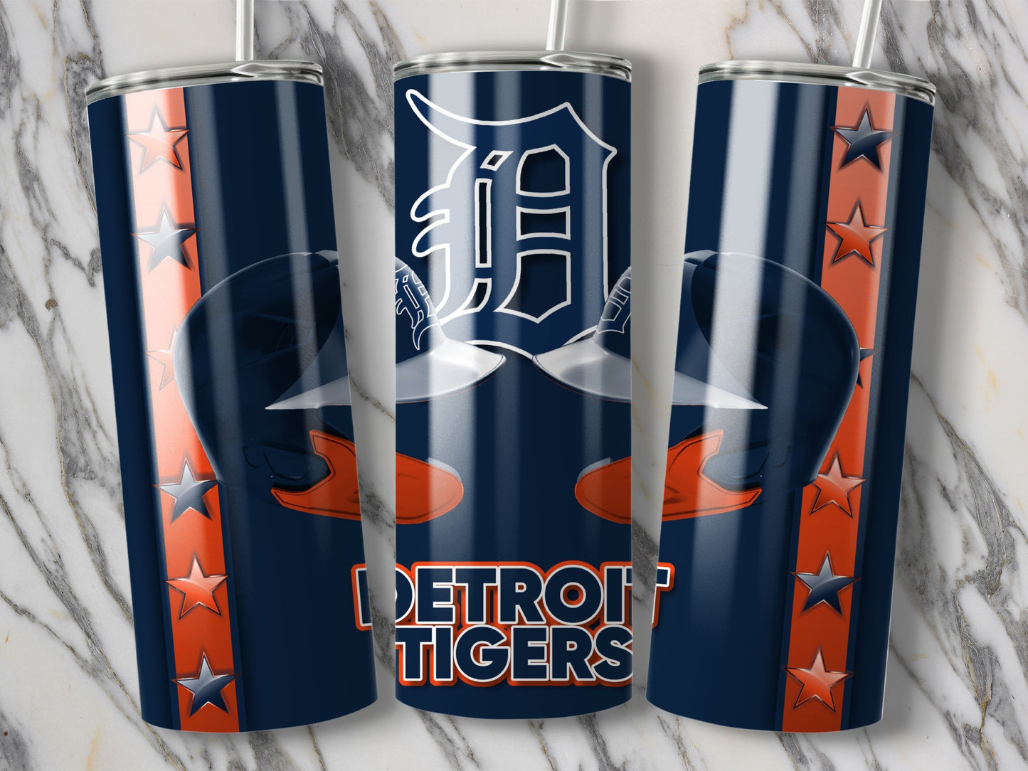 Detroit Tigers Helmets with Stars Backgrounds Tumblers