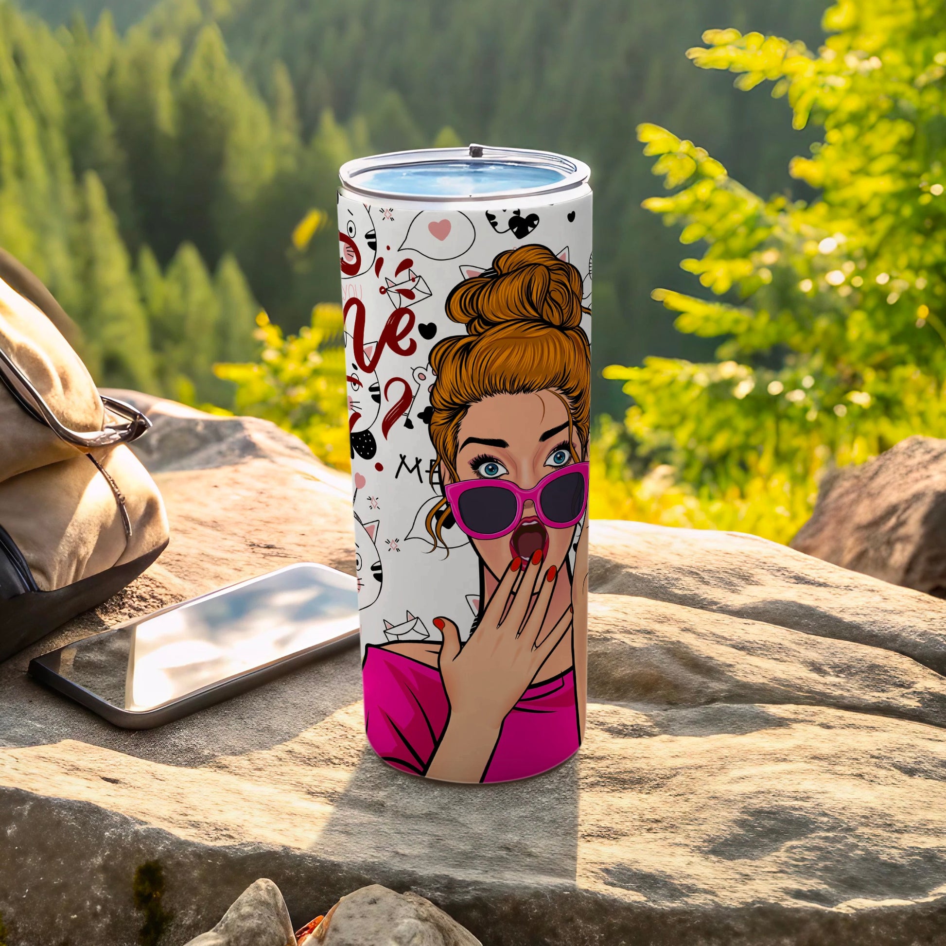Surprised Woman Art Insulated Tumbler with Lid