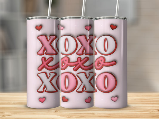 XOXO Hearts Design Skinny Tumbler for Valentine's Day