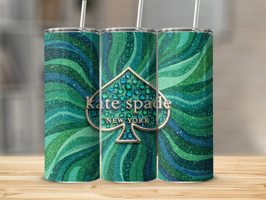 Inspired By Fabulous Kate Spade New York Spade Jeweled Teal Glitter Tumblers
