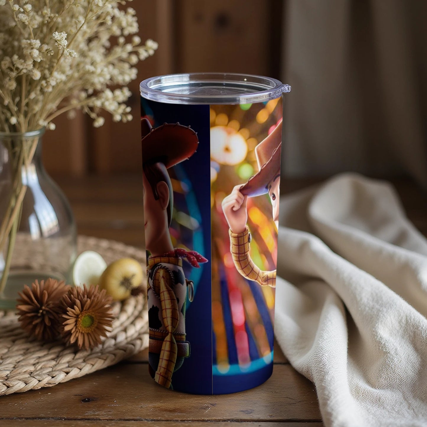Toy Cowboy Character Artwork Design Tumbler Cup