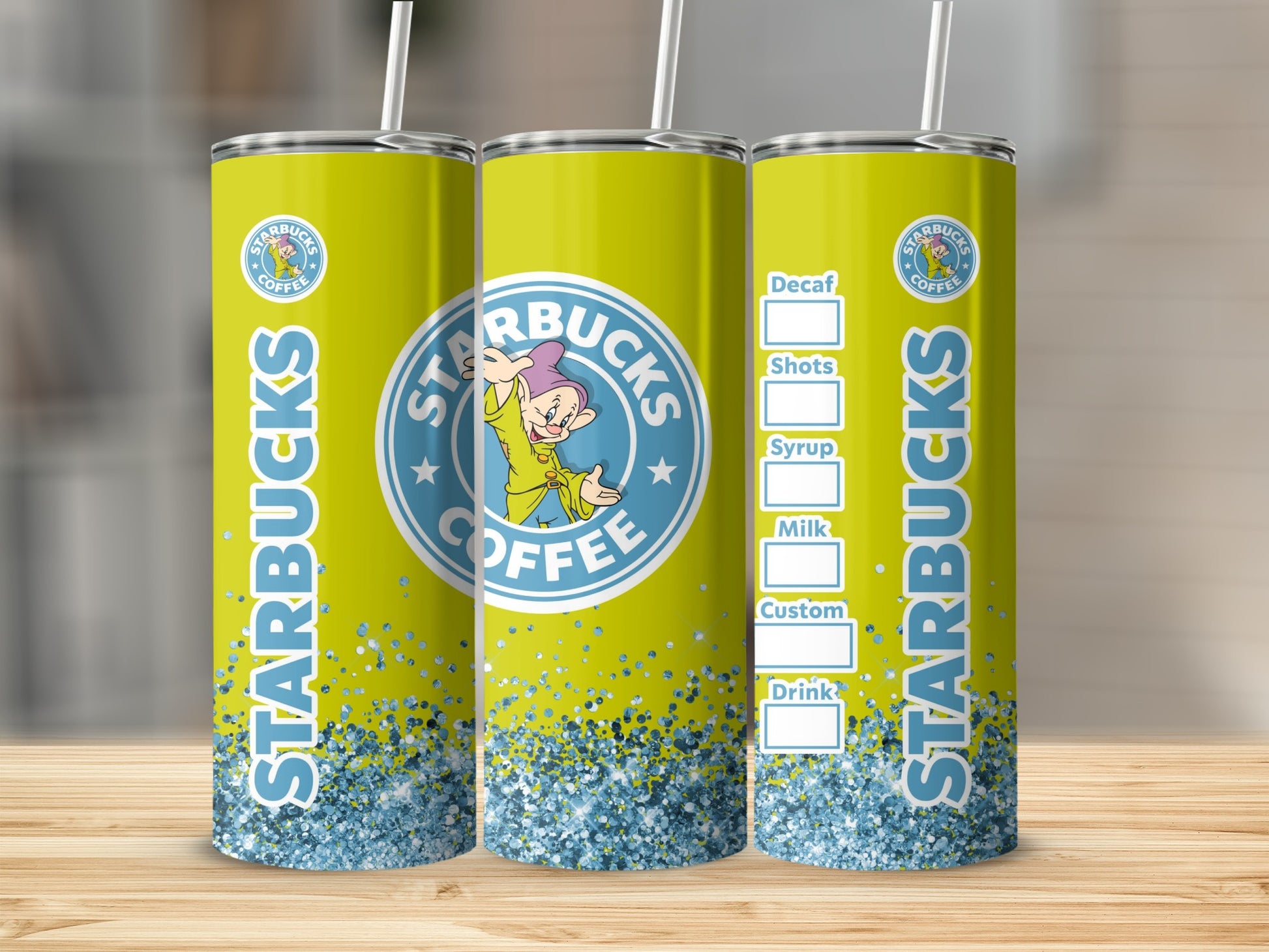 Starbucks Coffee Themed Tumbler Cup with Straw