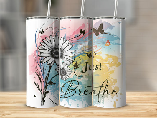 Floral Butterfly Just Breathe Insulated Tumbler Product