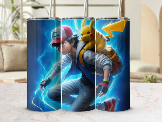 Cool Anime Character with Pikachu Design Tumbler