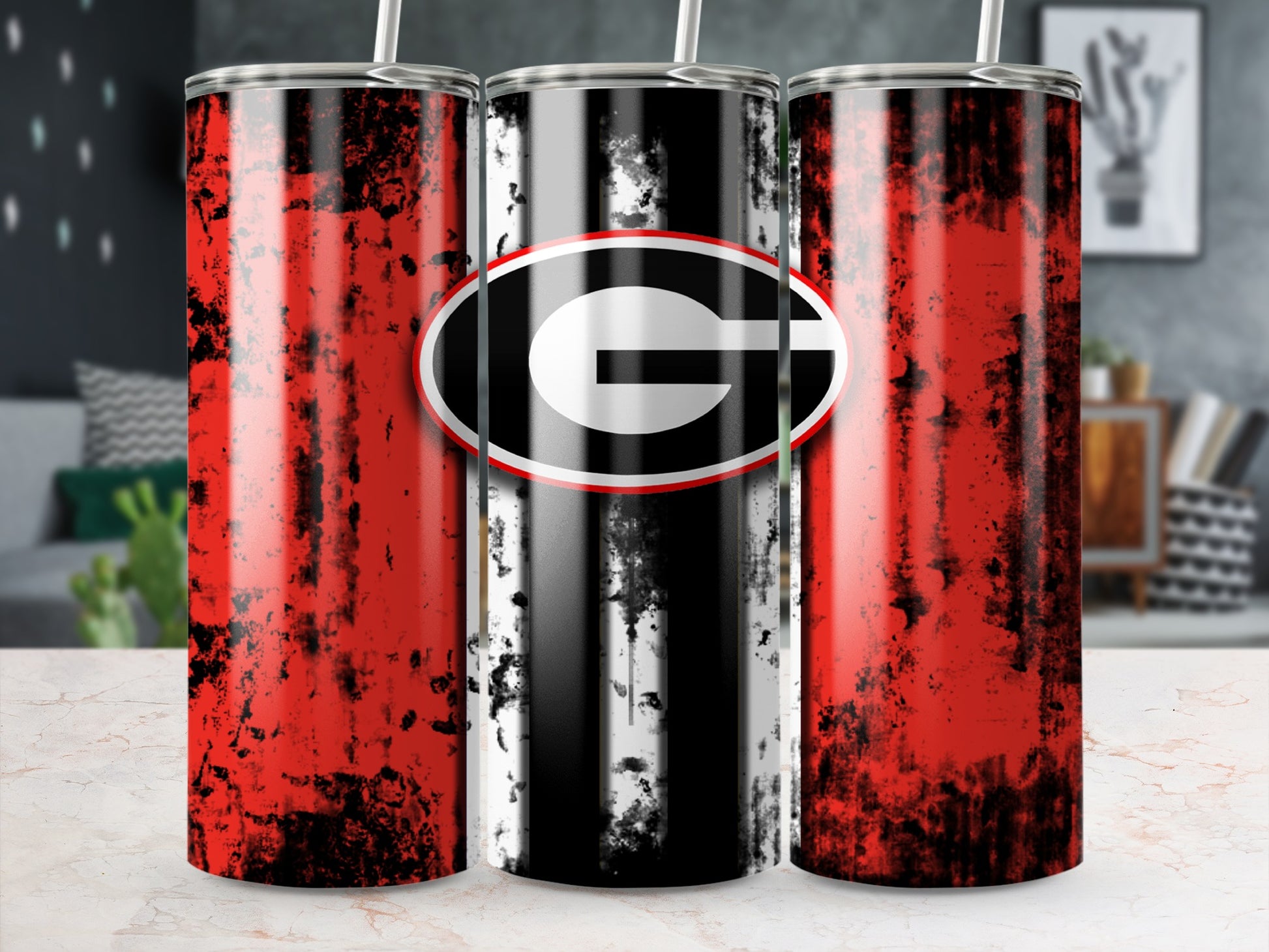 Grunge Red and Black Design Custom Tumbler Cup