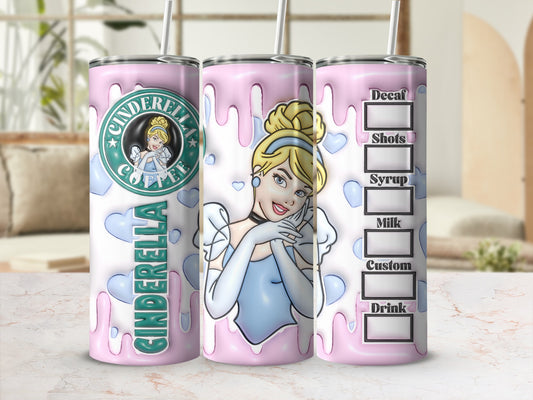 Cinderella Coffee Design Tumbler with Straw