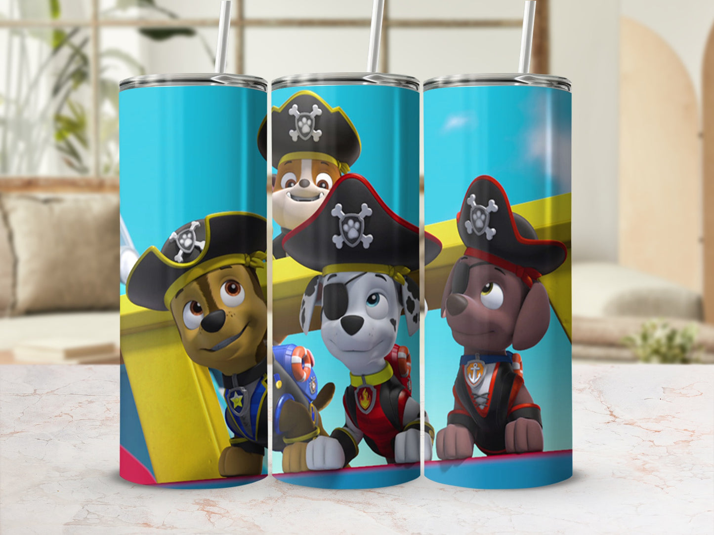 Animated Pirate Dog Theme Drink Tumblers for Kids