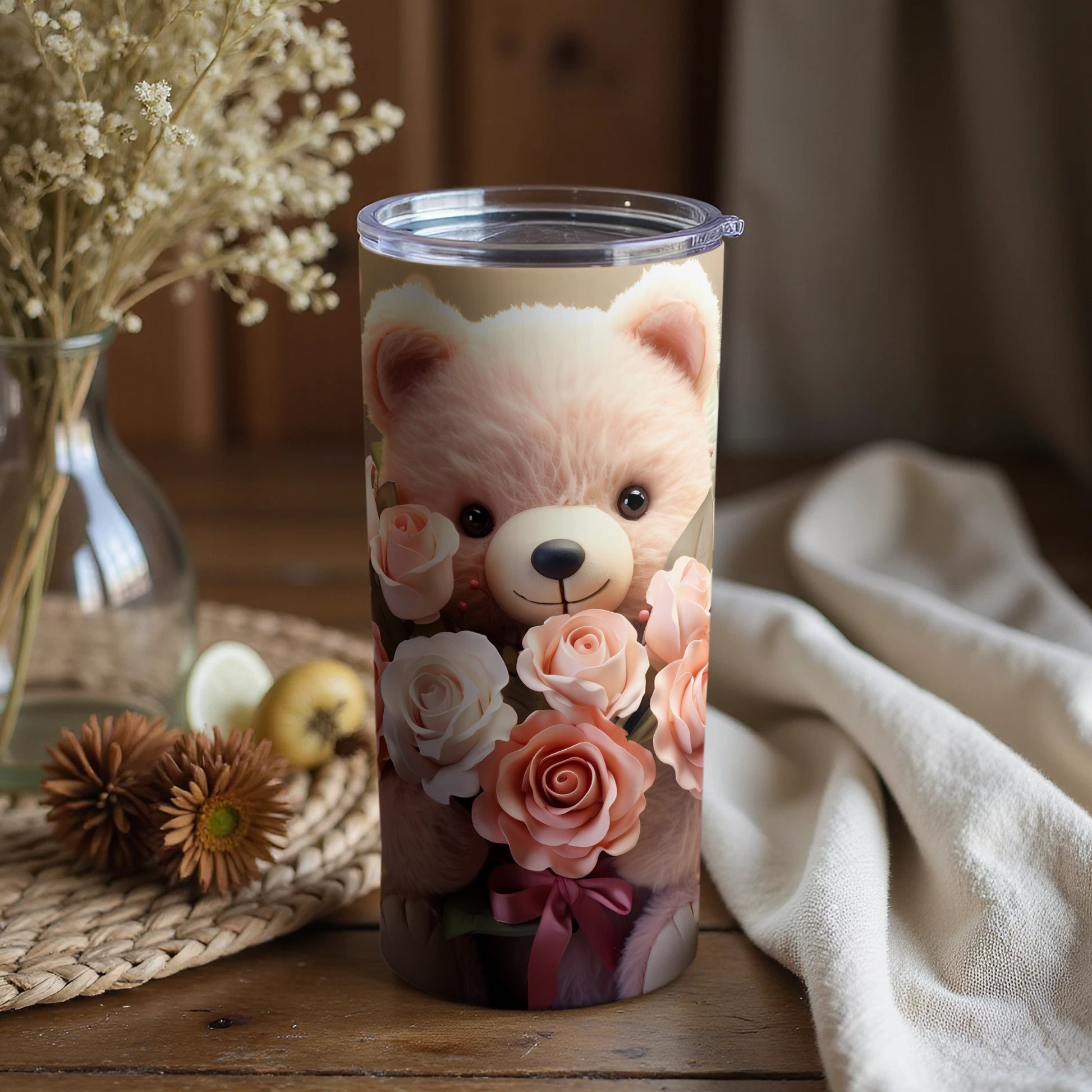Cute Pink Teddy Bear Holding Roses Design Tumbler product type
Tumbler
Drinkware
Teddy bear
Cute bear
Pink roses
Floral print
Sweet design
Bear art
Rose bouquet
Adorable
Beverage cup
Travel mug
Gift for her
Unique gift
Birthday gift
Valentine gift
Custom print
Drink accessory
Aesthetic design
Animal print