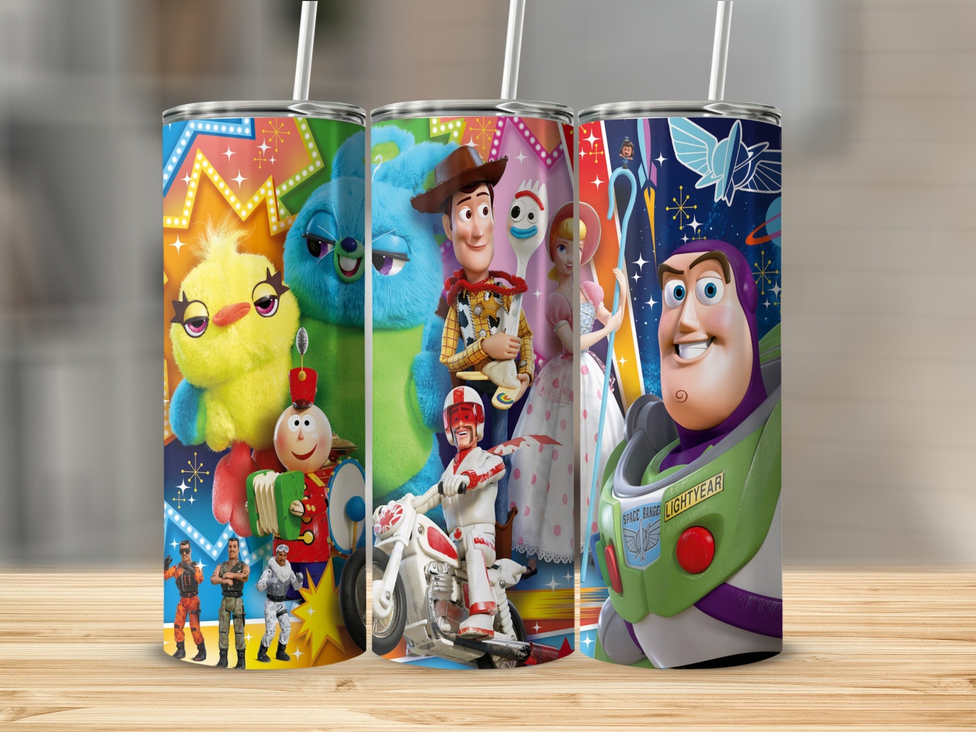 Colorful Character Tumblers with Star Patterns Drinkware