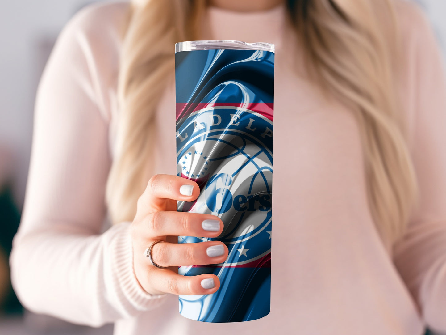 Philadelphia 76ers Team Logo Swirl Design Tumblers