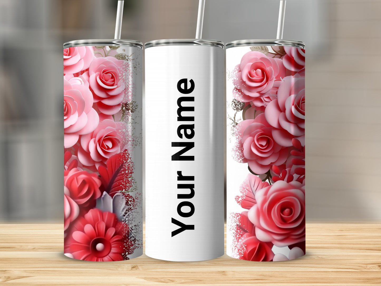 Personalized Floral Your Name Tumbler Custom Cup Gift