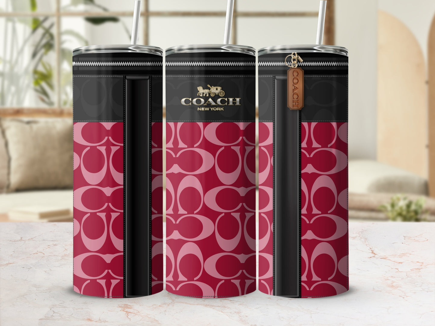 COACH New York Branded Tumbler With Designer Print
