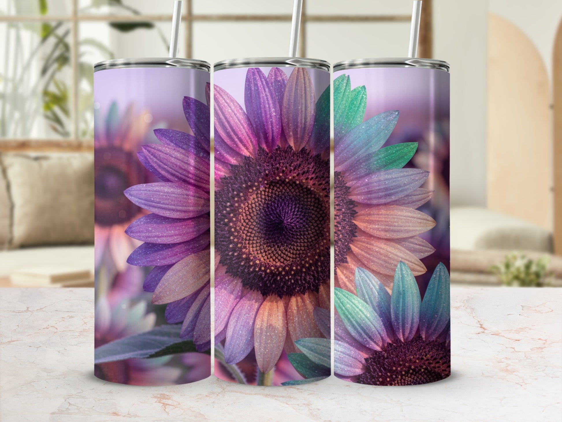 Colorful Sunflower Design Stainless Steel Tumbler
