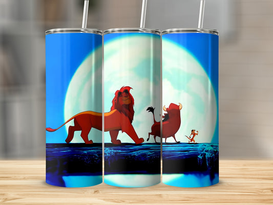 Lion King Characters Silhouette with Moonlight Tumbler