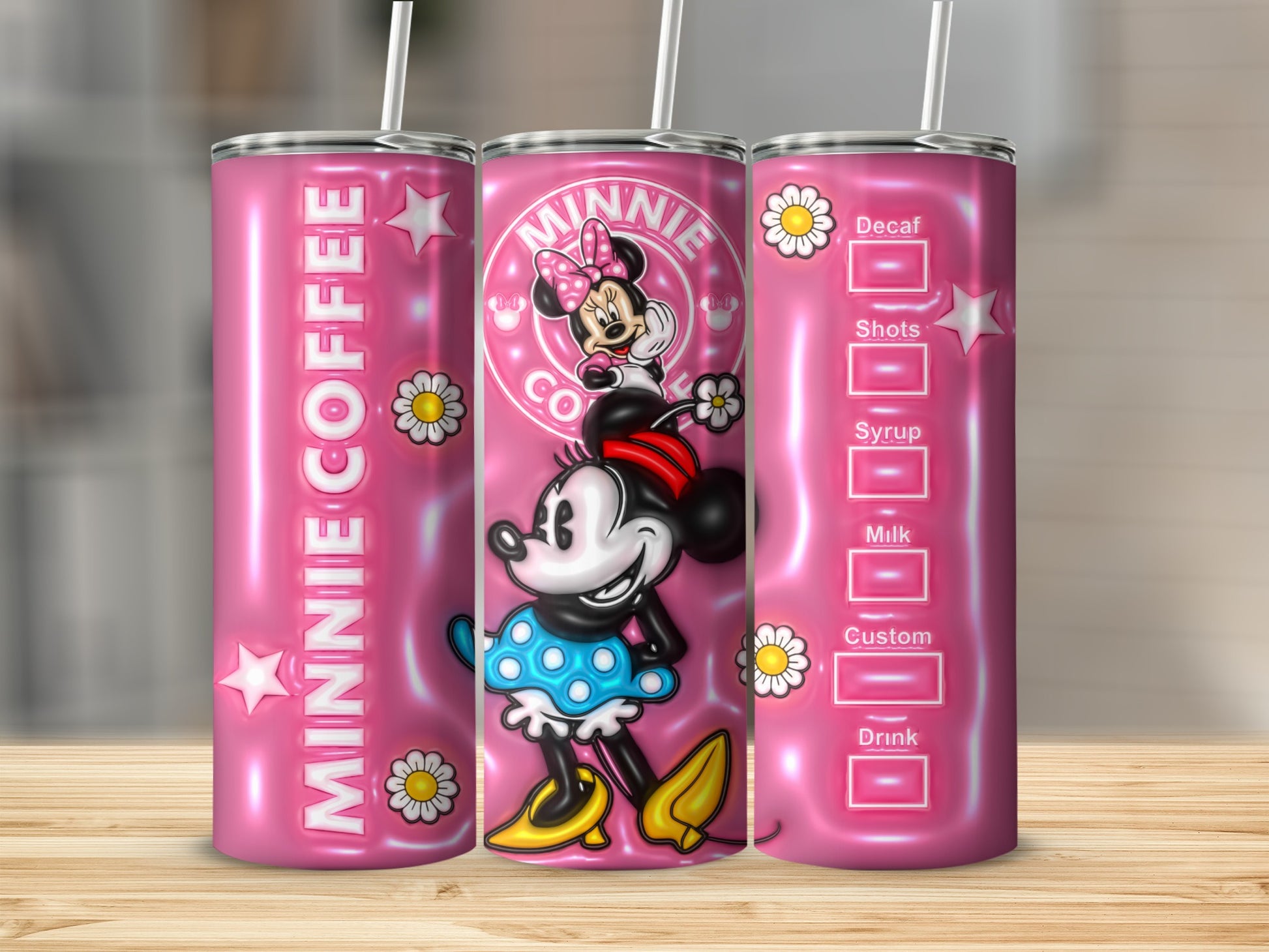 Pink Minnie Mouse Coffee Tumbler Cup for Kids Drink