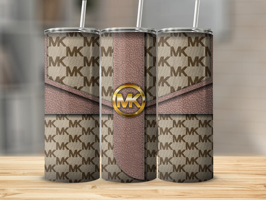 Stylish Branded Pattern Design with MK Logo Tumbler