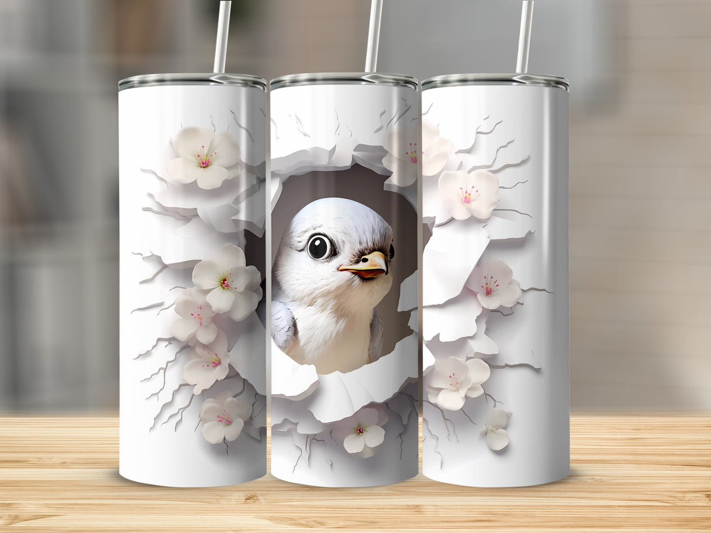 Charming Baby Bird Peeks White Cherry Blossom Flowers Tumbler product type
baby bird
cute bird
bird chick
cherry blossom
white flowers
floral design
spring theme
nature inspired
adorable animal
peeking bird
torn paper effect
ripped paper art
unique graphic
tumbler design
white tumbler
pink accents
sweet bird art
drinkware decor
cute animal print
artistic tumbler