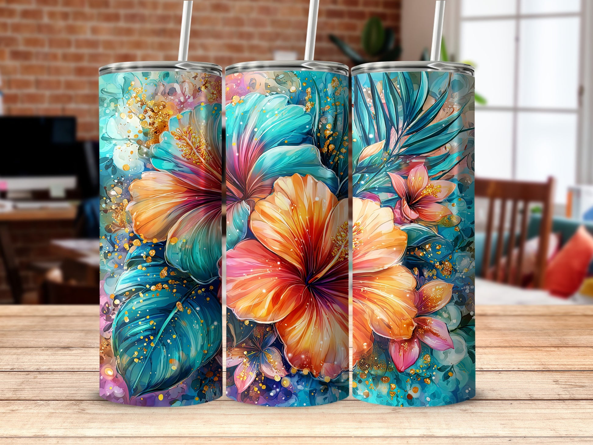 Vibrant Floral Patterned Drink Tumbler for Everyday Use