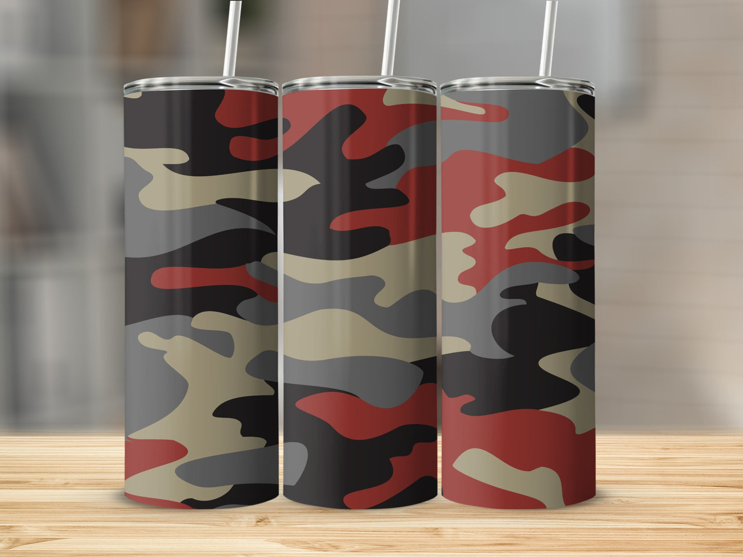 Red and Black Camouflage Pattern Tumbler Product