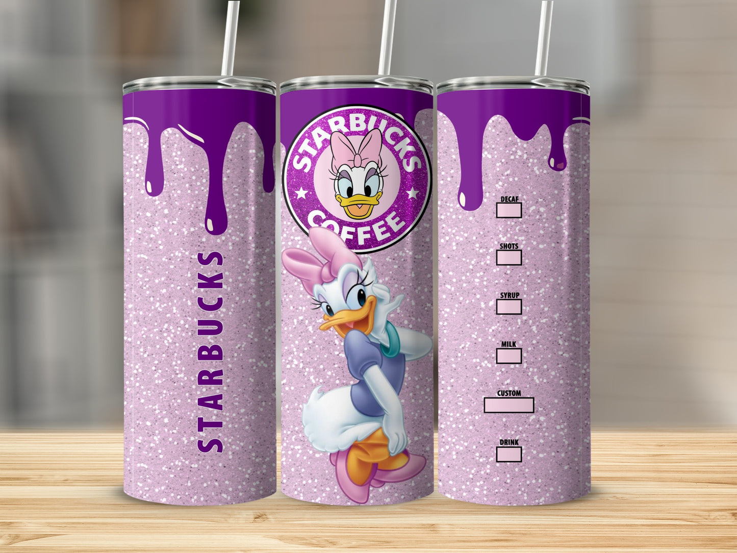 Starbucks Daisy Duck Glitter Custom Tumbler