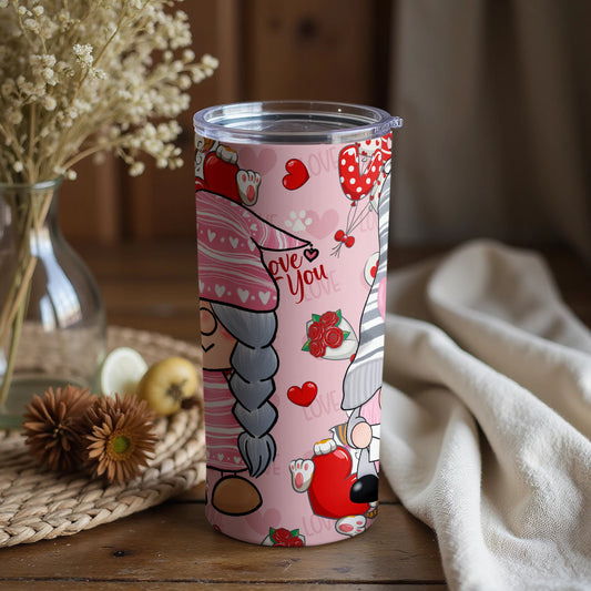 Cute Love Gnome Theme Double Wall Insulated Tumbler
