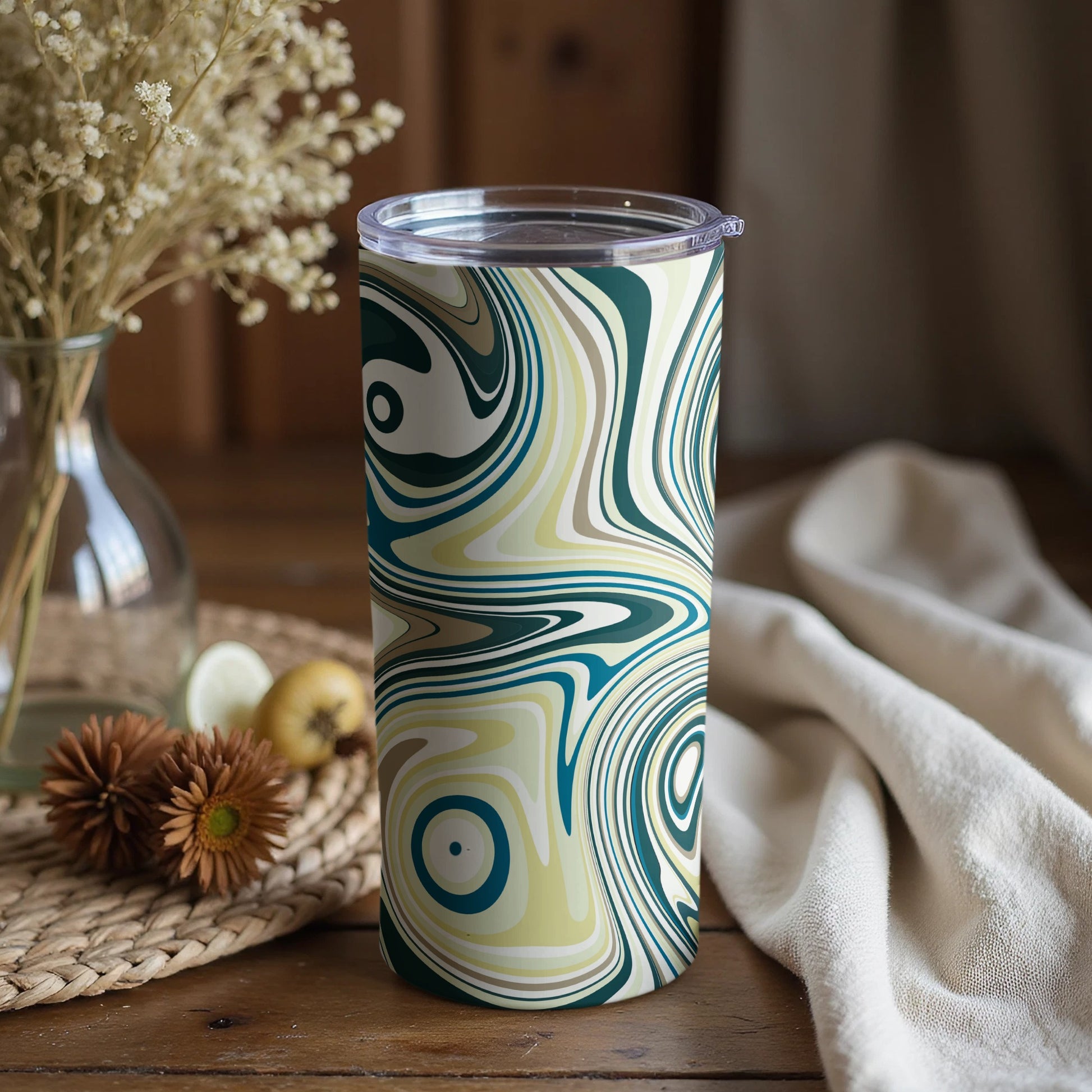 Abstract Swirl Design Tumbler for Stylish Beverage Holder