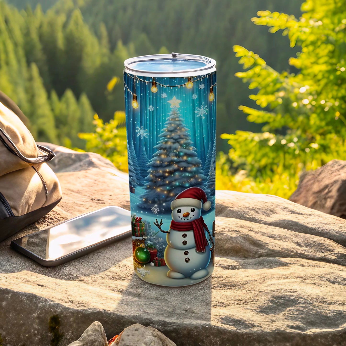 Festive Season Snowman and Christmas Tree Tumbler