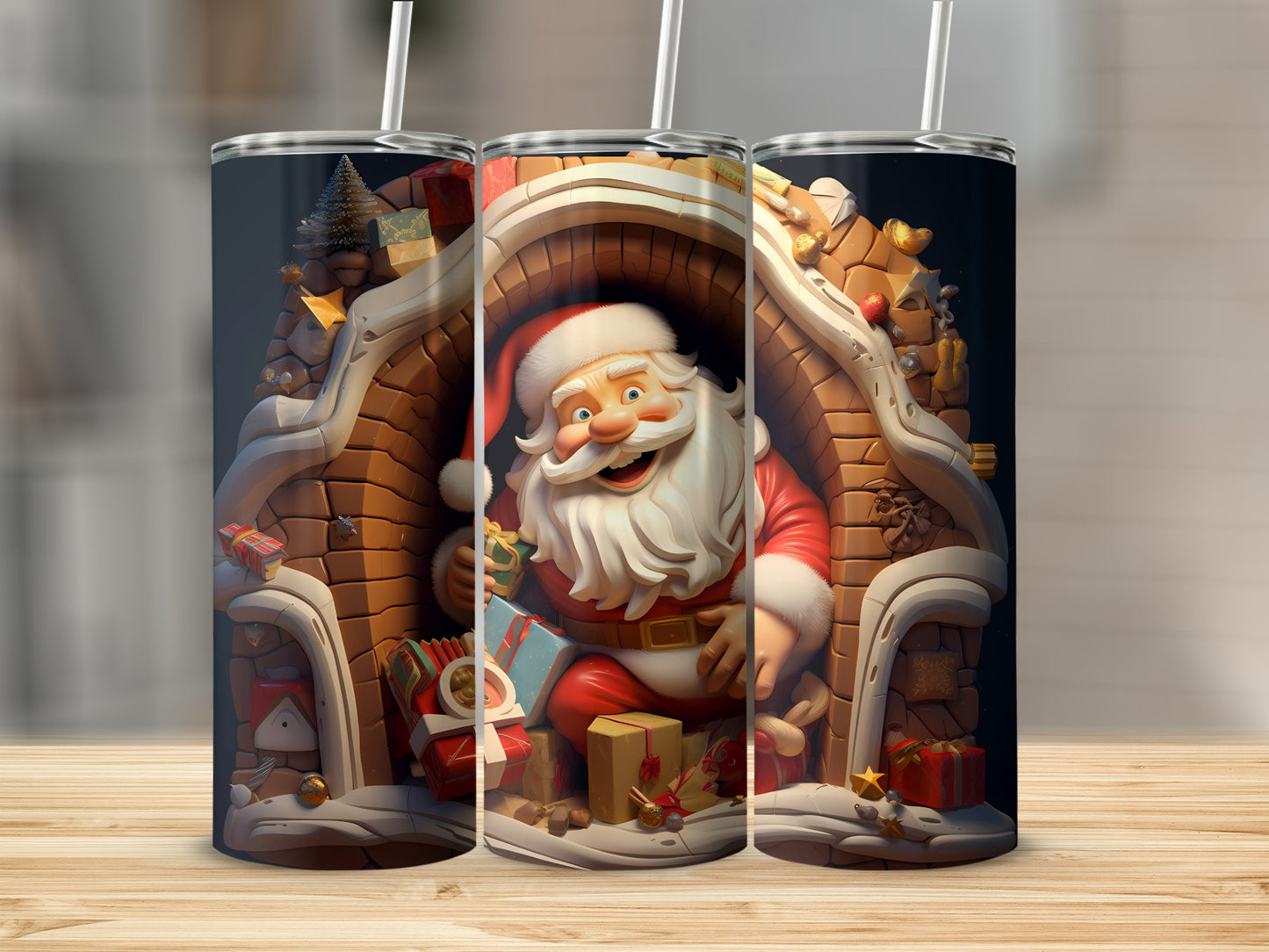 Festive Santa Claus Christmas Themed Holiday Tumbler