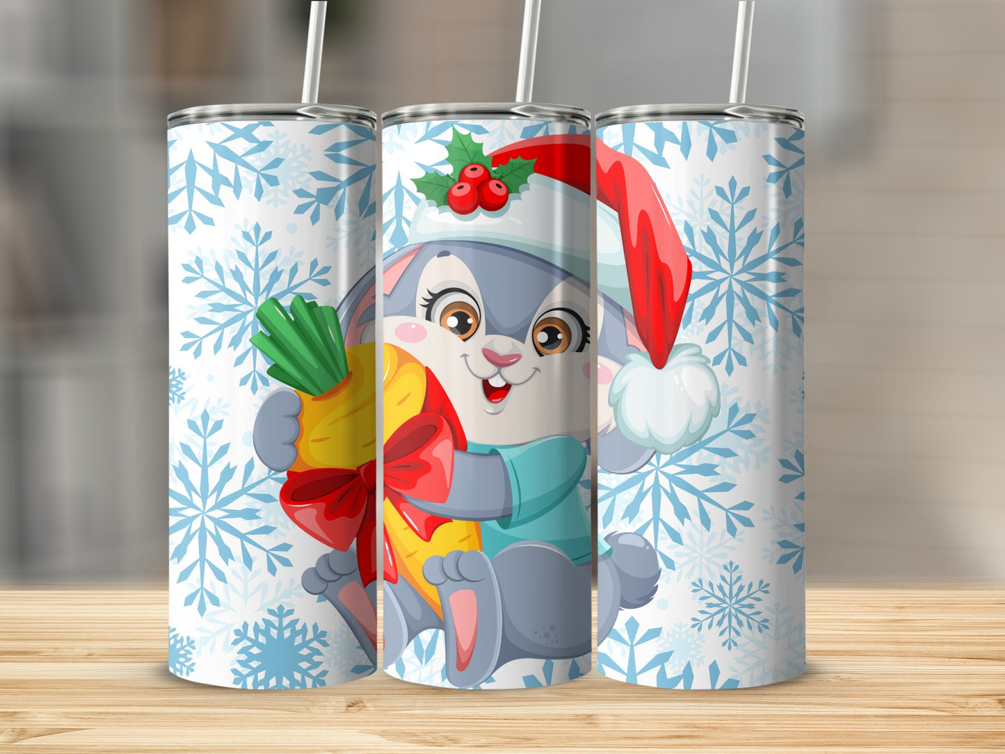 Festive Rabbit with Gift Pattern Holiday Coffee Mug