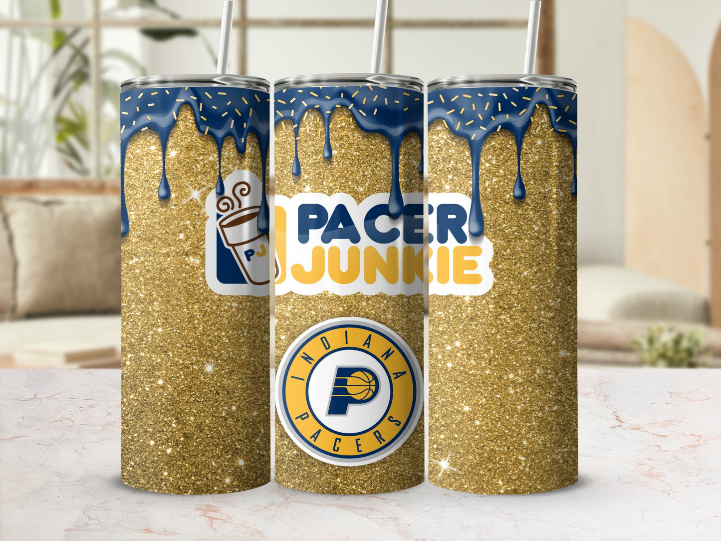 Pacer Junkie Indiana Pacers Glitter Tumbler
