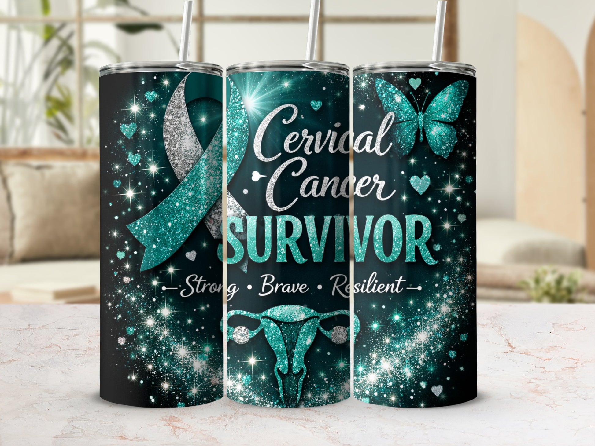 Cervical Cancer Survivor Strong Brave Resilient Tumbler