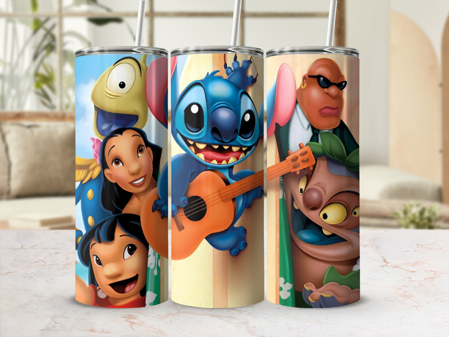 Colorful Animated Characters Tumbler with Straw