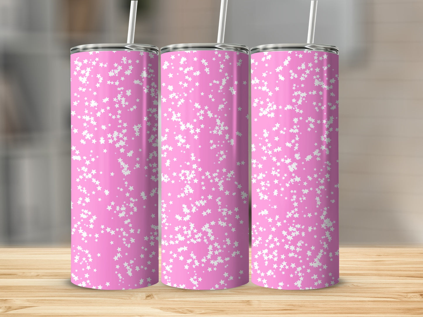 Pink Starry Pattern Insulated Tumbler Cup