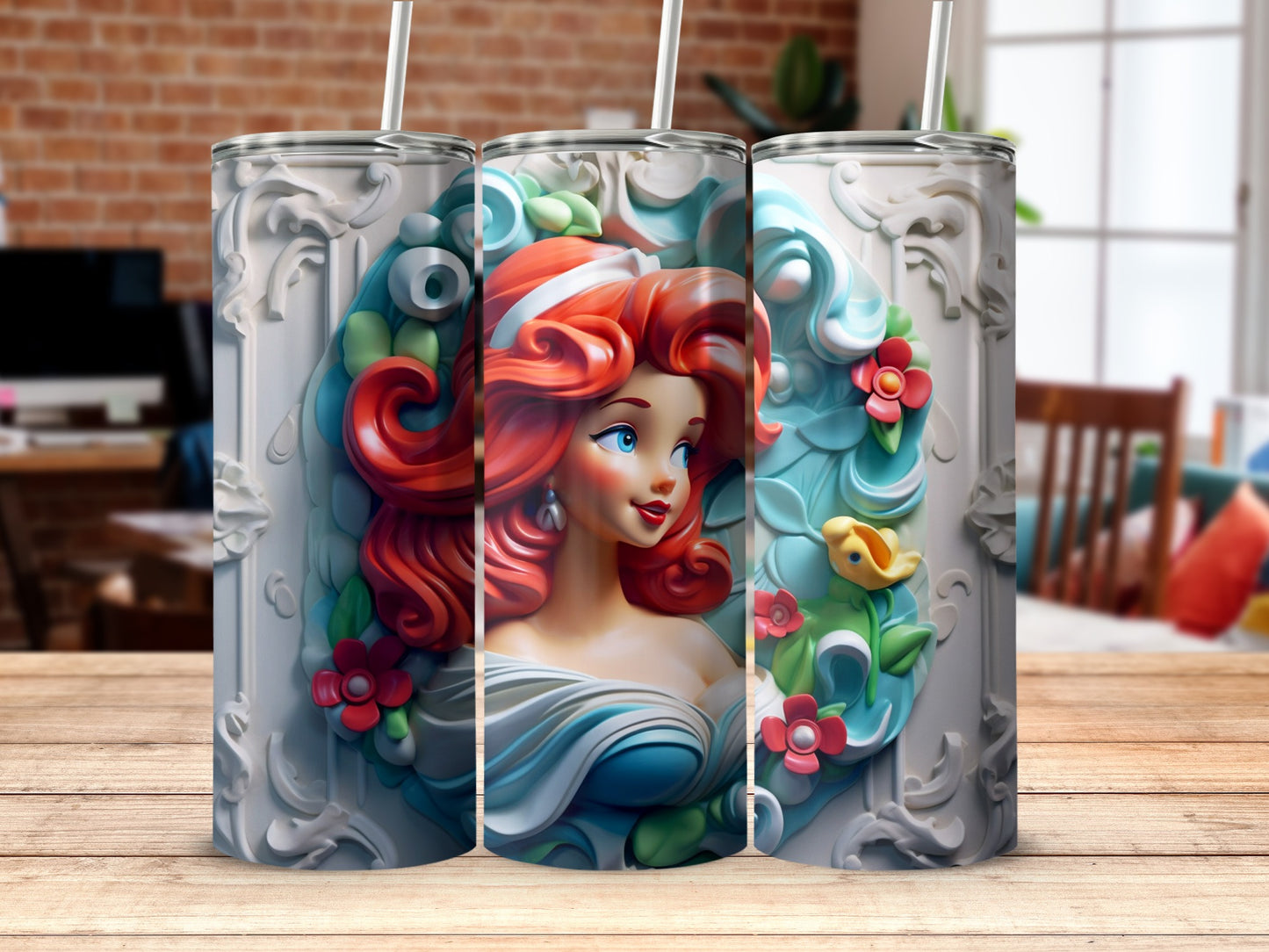 Stunning Floral Princess Tumbler with Intricate Details