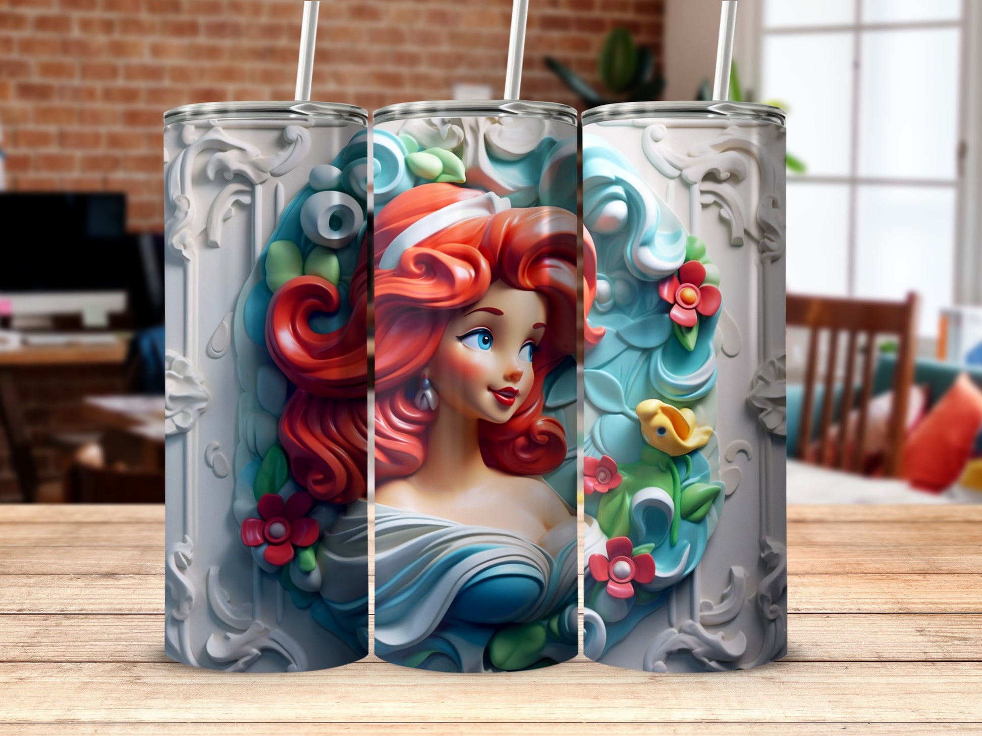 Stunning Floral Princess Tumbler with Intricate Details