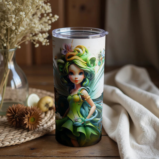 Enchanting Fairy Art Tumbler with Vibrant Colors