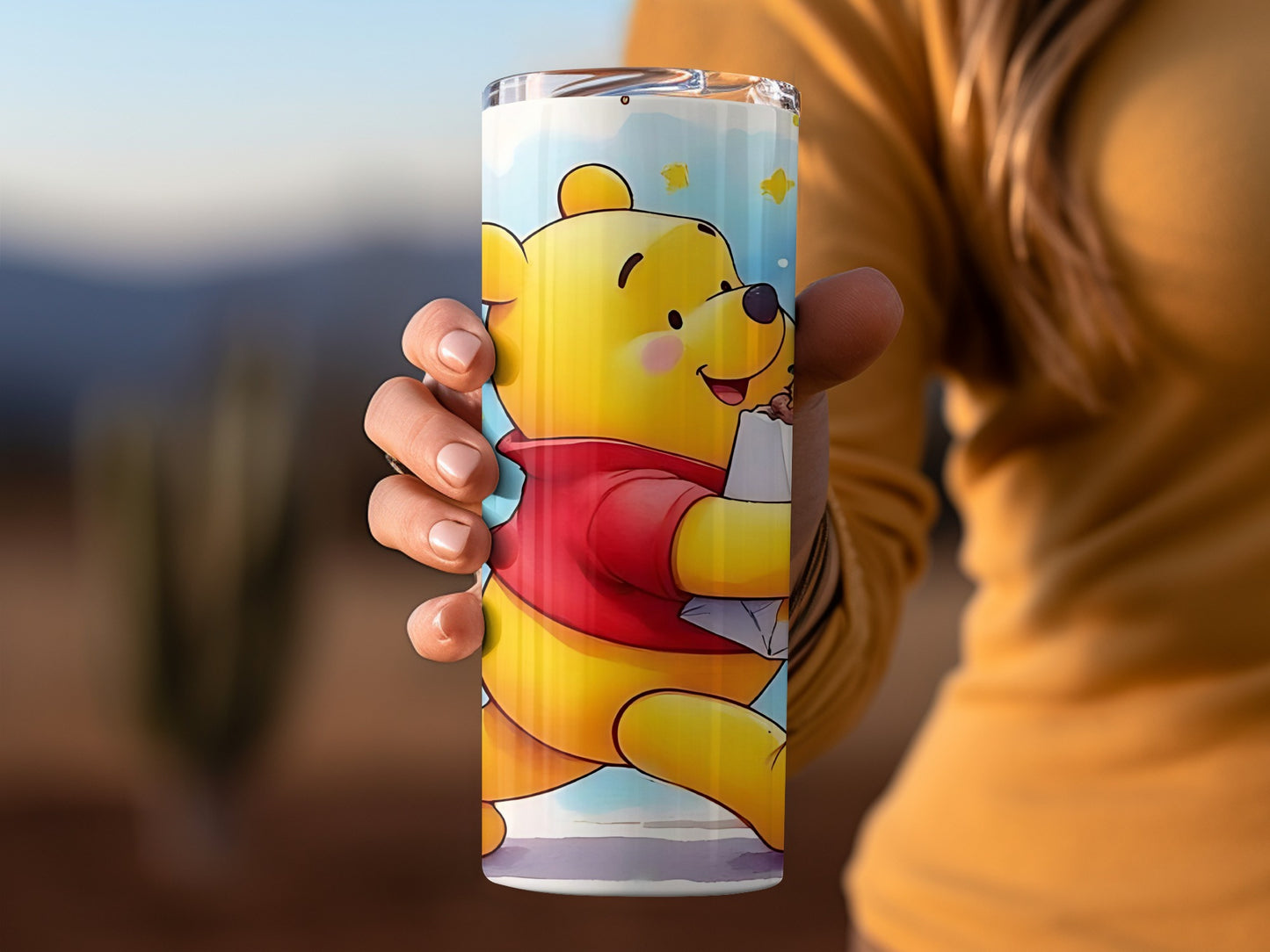 Cartoon Winnie the Pooh with McDonald's Food Tumblers