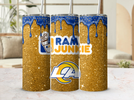 Ram Junkie Glitter and Blue Drips Design Tumbler