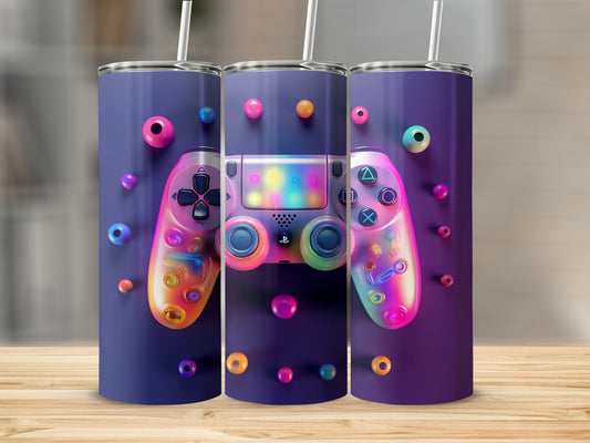 Vibrant Gaming Controller Design Tumbler Cup