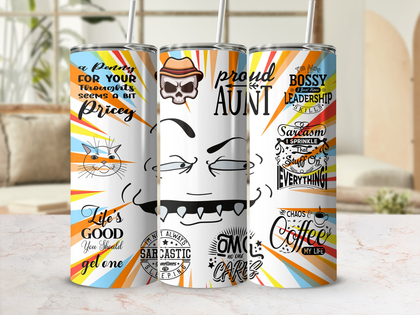 Life Is Good Proud Aunt Sarcasm Cat Coffee Tumbler