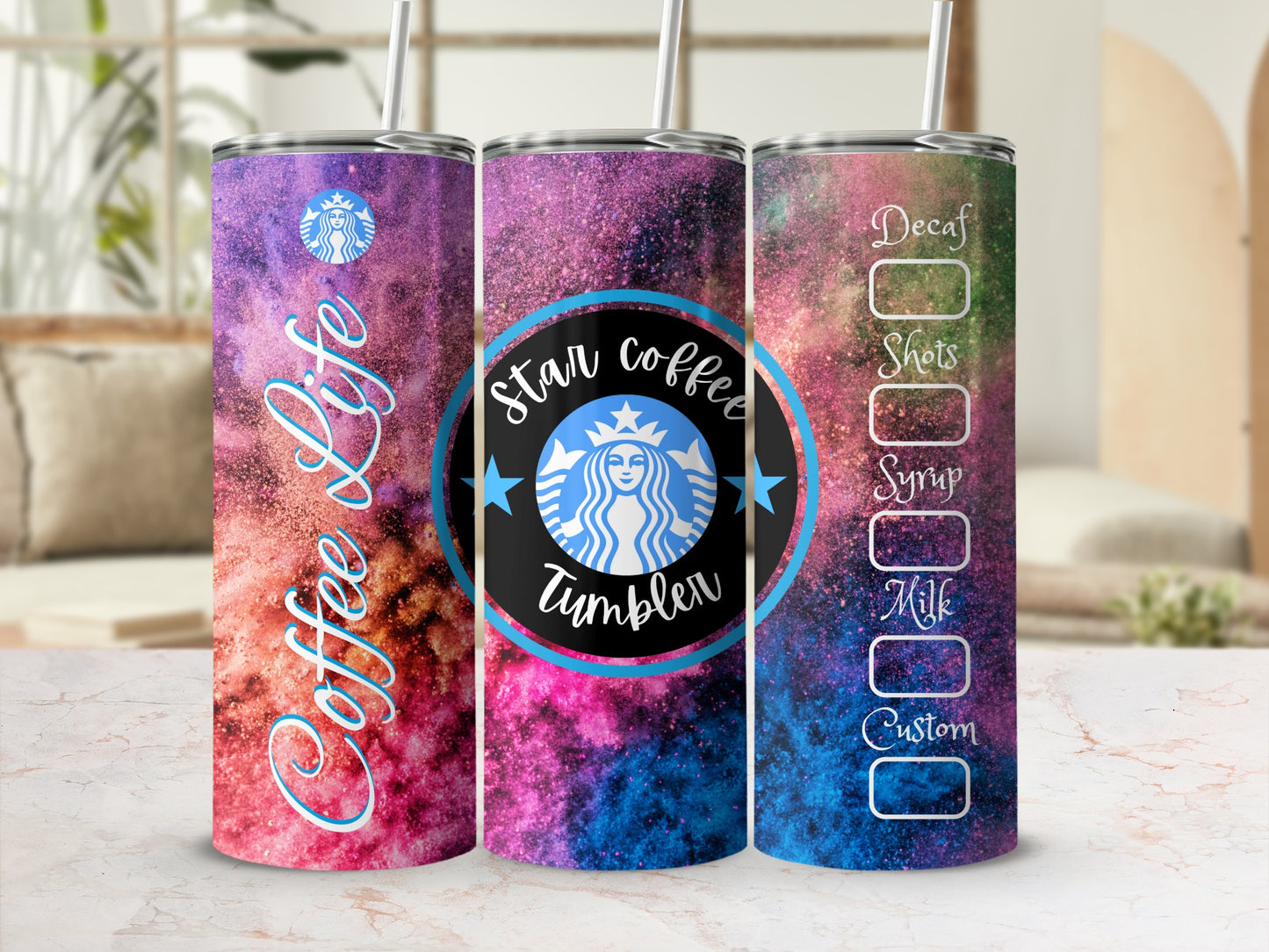 Colorful Star Coffee Life Design Tumbler for Beverages