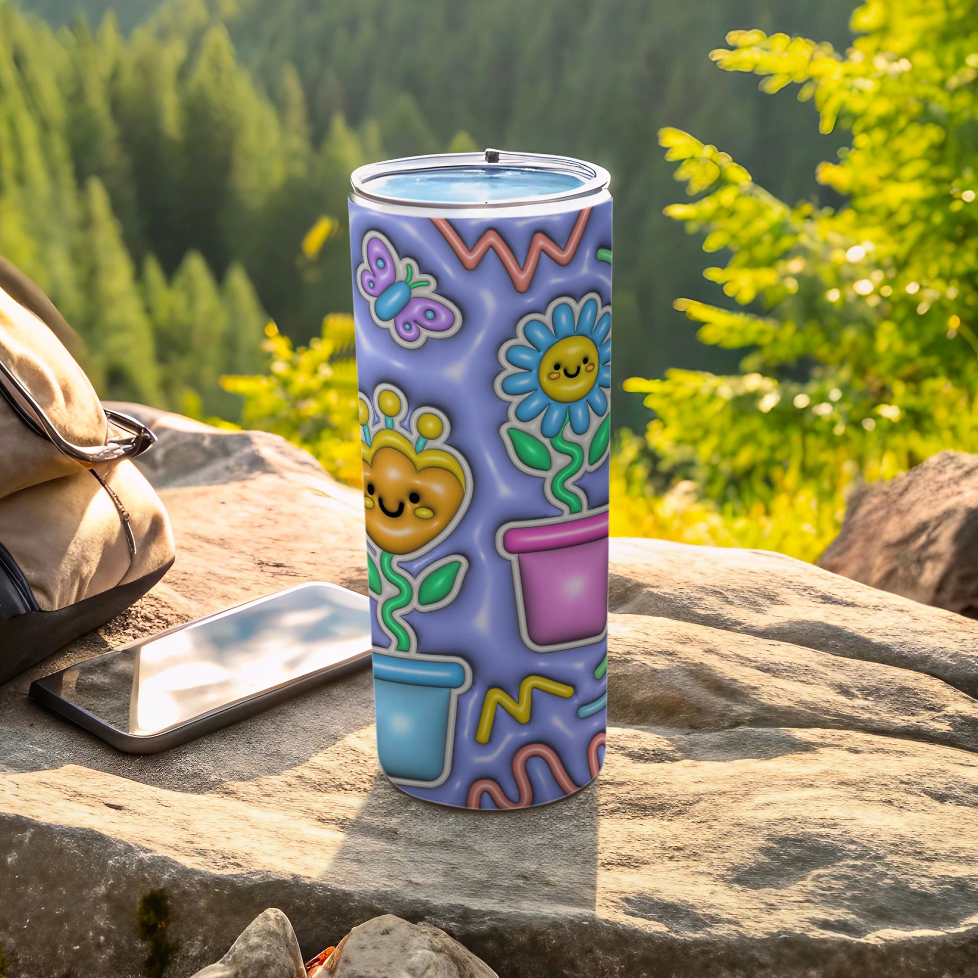 Cute Purple Floral Butterfly Pattern Tumbler product type